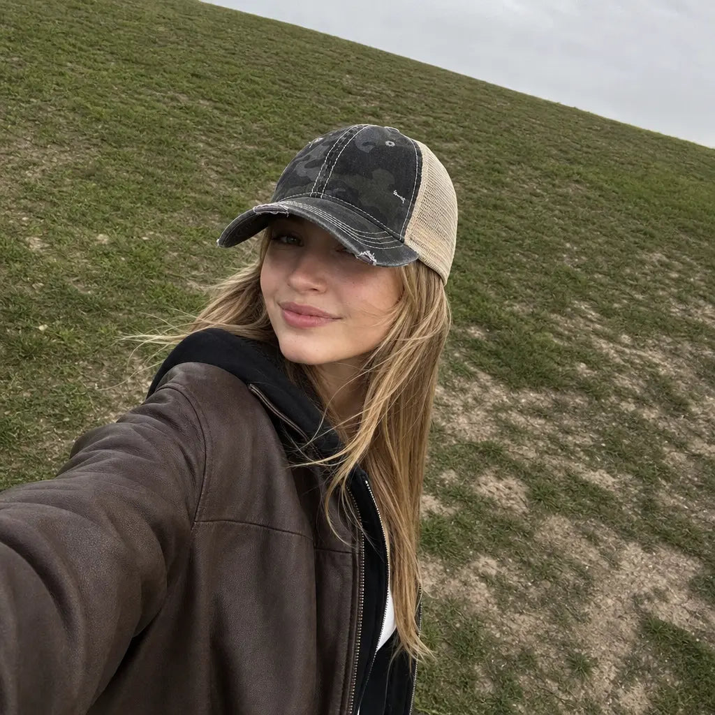 C.C Distressed Camo Baseball Hat