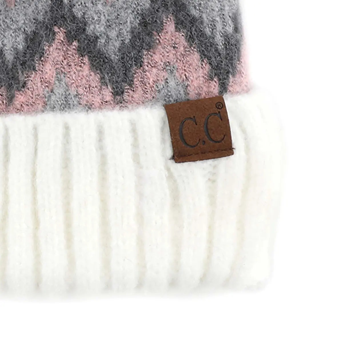 C.C Aztec Chevron Pattern Duff Pom Beanie