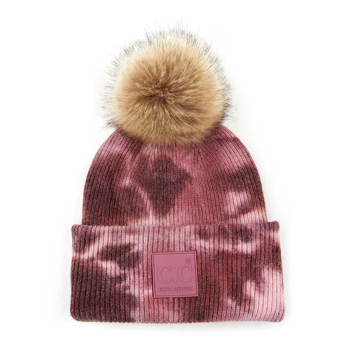 C.C Tie Dye Rubber Patch Pom Beanie