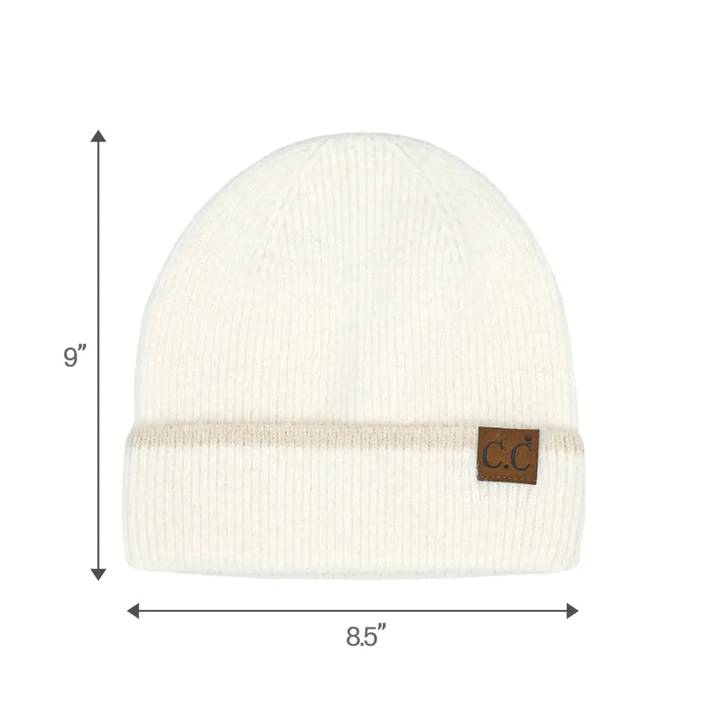 C.C Feather Yarn Cuff Beanie