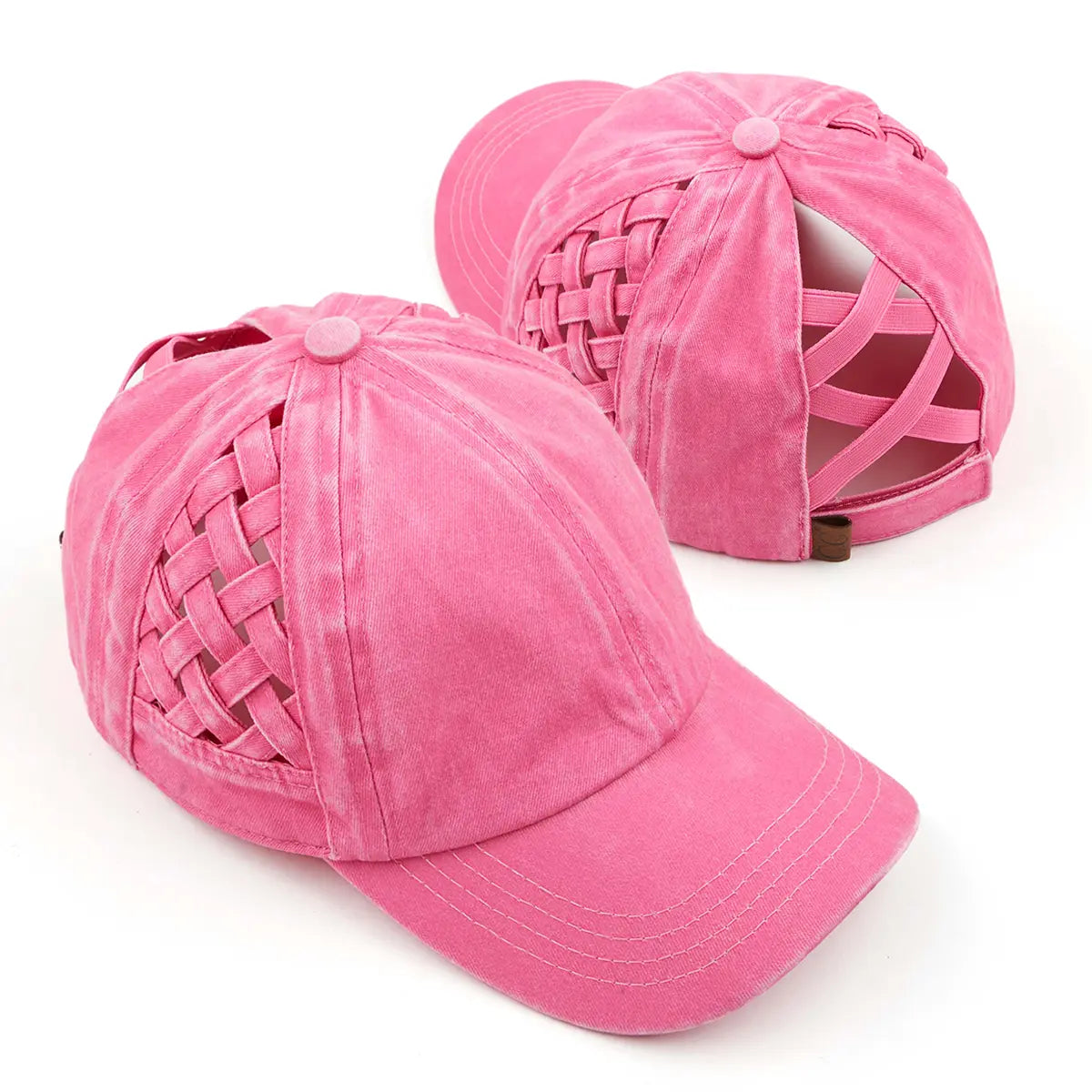 C.C Basket Weave Criss-Cross Ponytail Hat