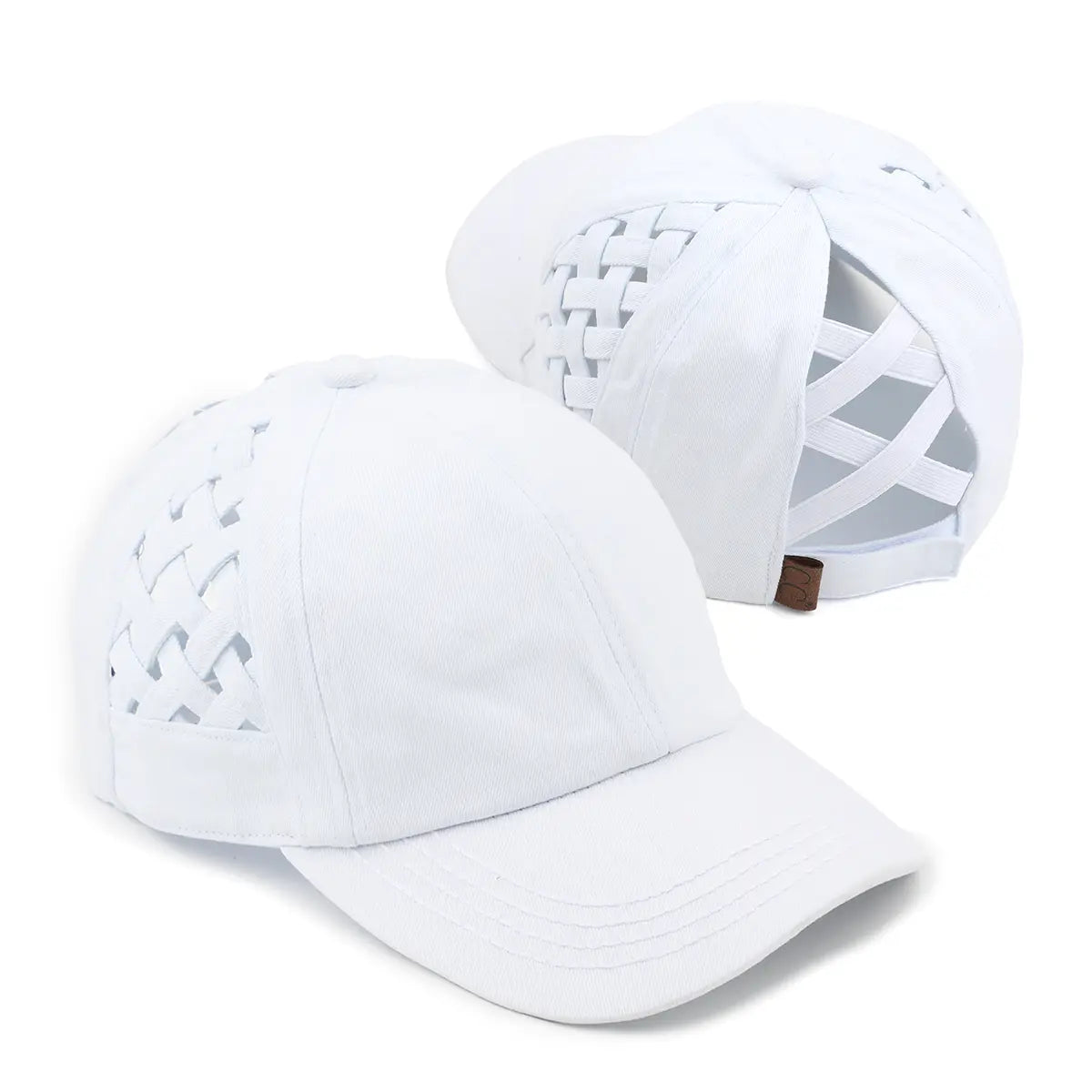 C.C Basket Weave Criss-Cross Ponytail Hat