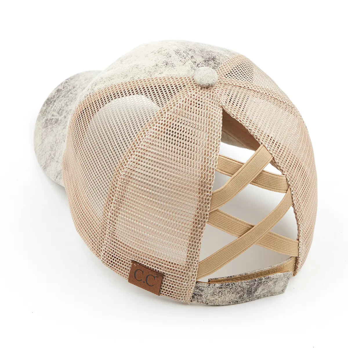 C.C Faux Leather Criss-Cross Ponytail Baseball Cap
