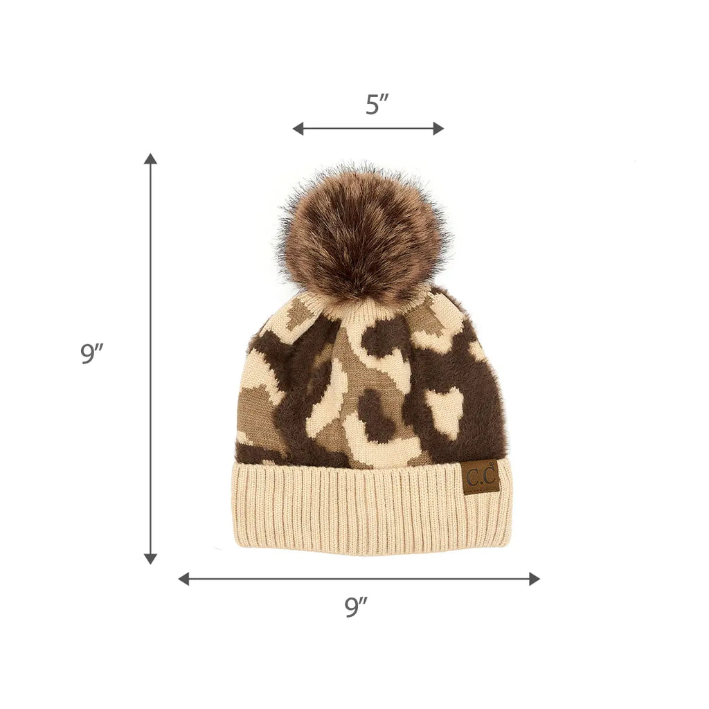 C.C Abstract Camo Pom Cuff Beanie