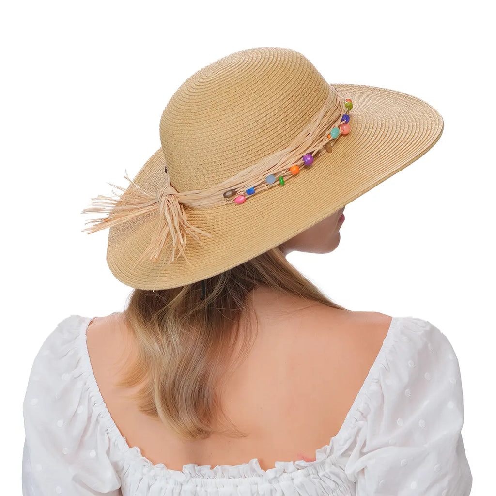 C.C Wide Brim Beaded Trim Sun Hat