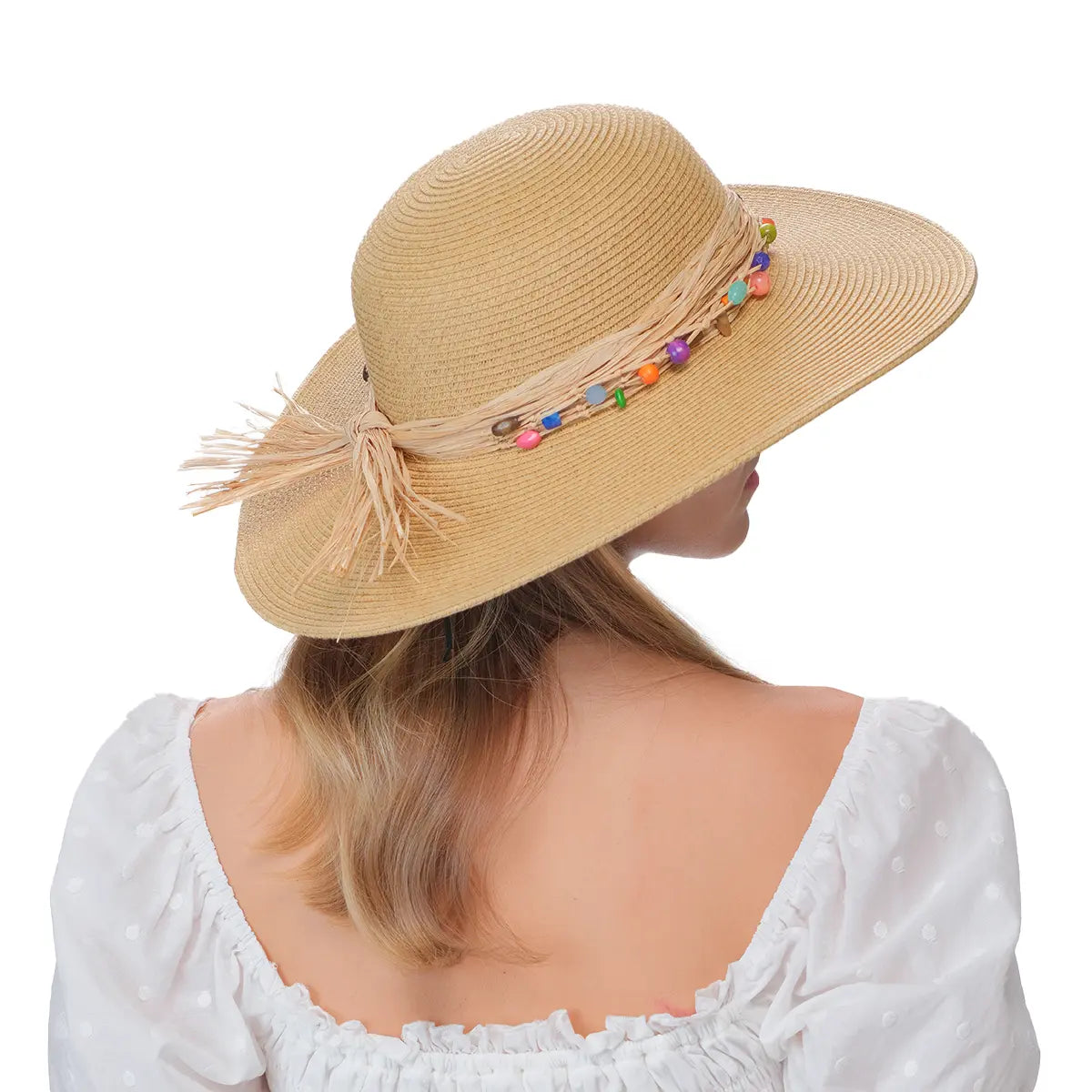 C.C Wide Brim Beaded Trim Sun Hat