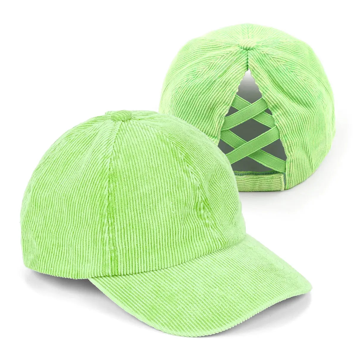 C.C Stonewashed Corduroy Criss-Cross Ponytail Baseball Cap