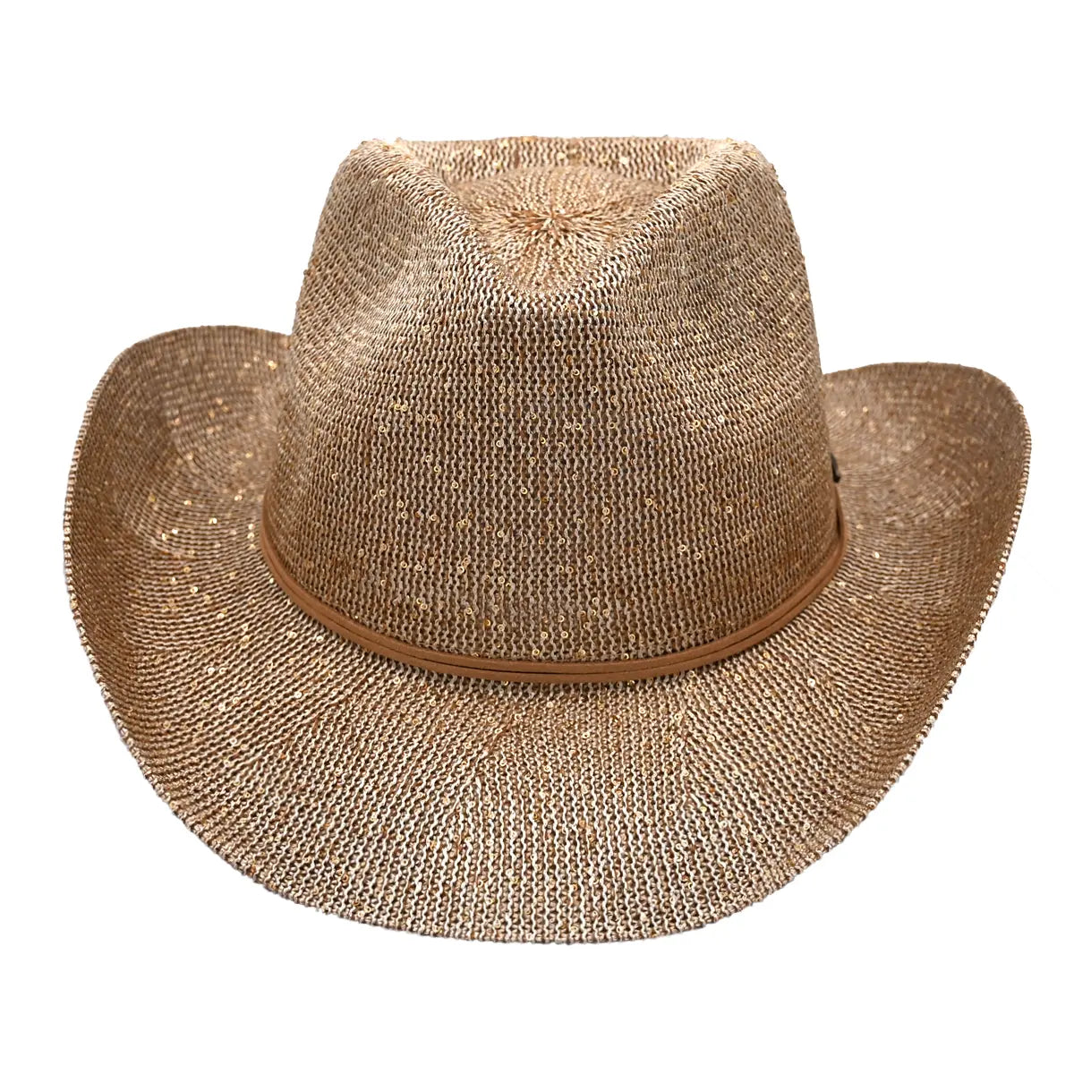C.C Sequin Suede String Trim Cowboy Hat