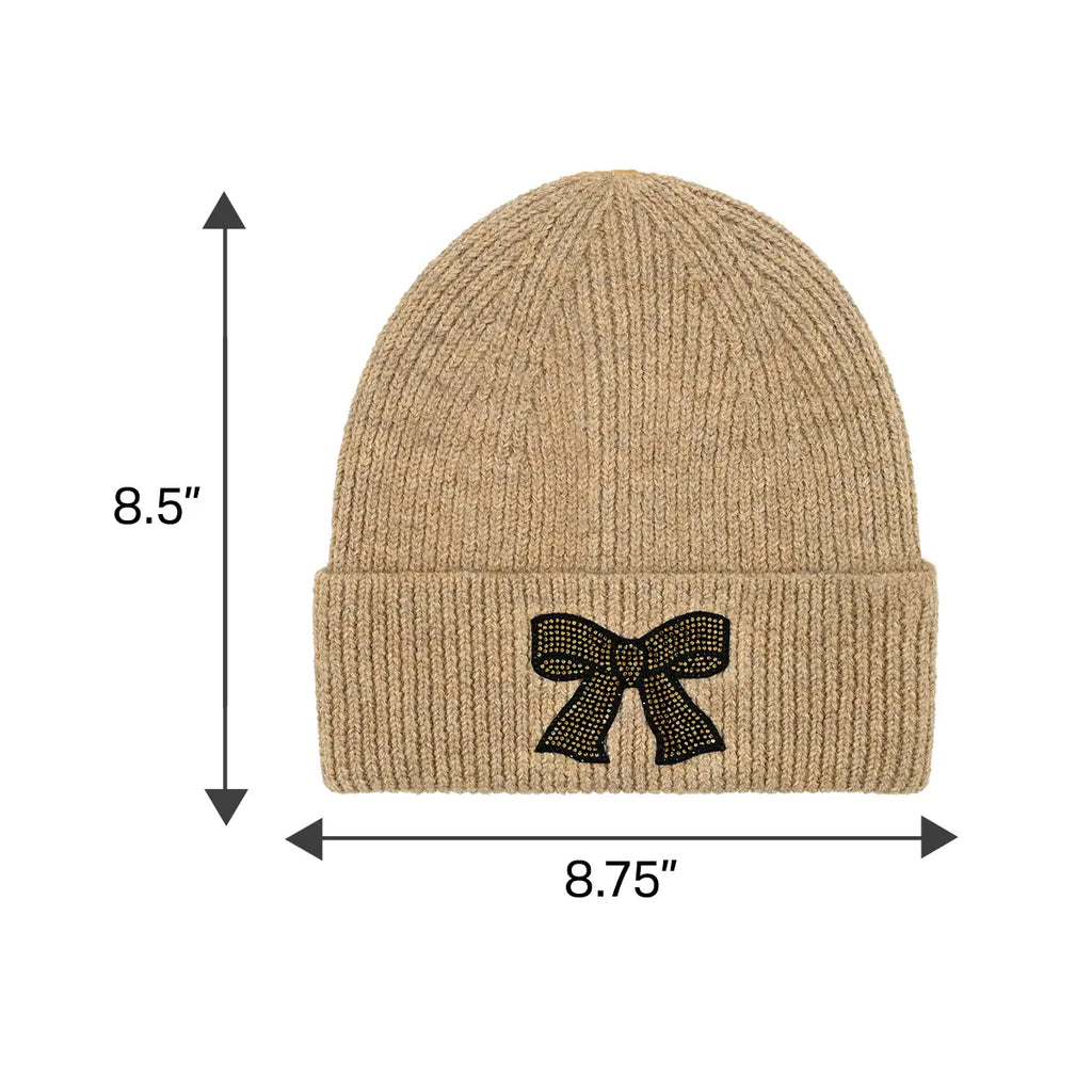 C.C Rhinestone Ribbon Recycled Cuff Beanie