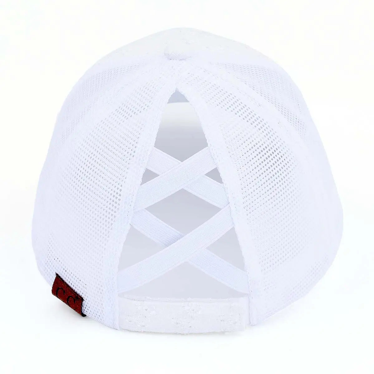 C.C Flower Embroidery Criss-Cross Ponytail Baseball Cap