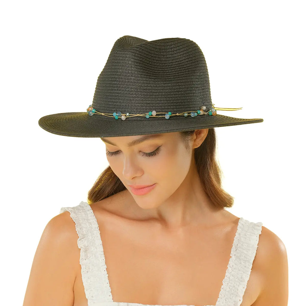 C.C Glass Bead Trim Band Panama Hat
