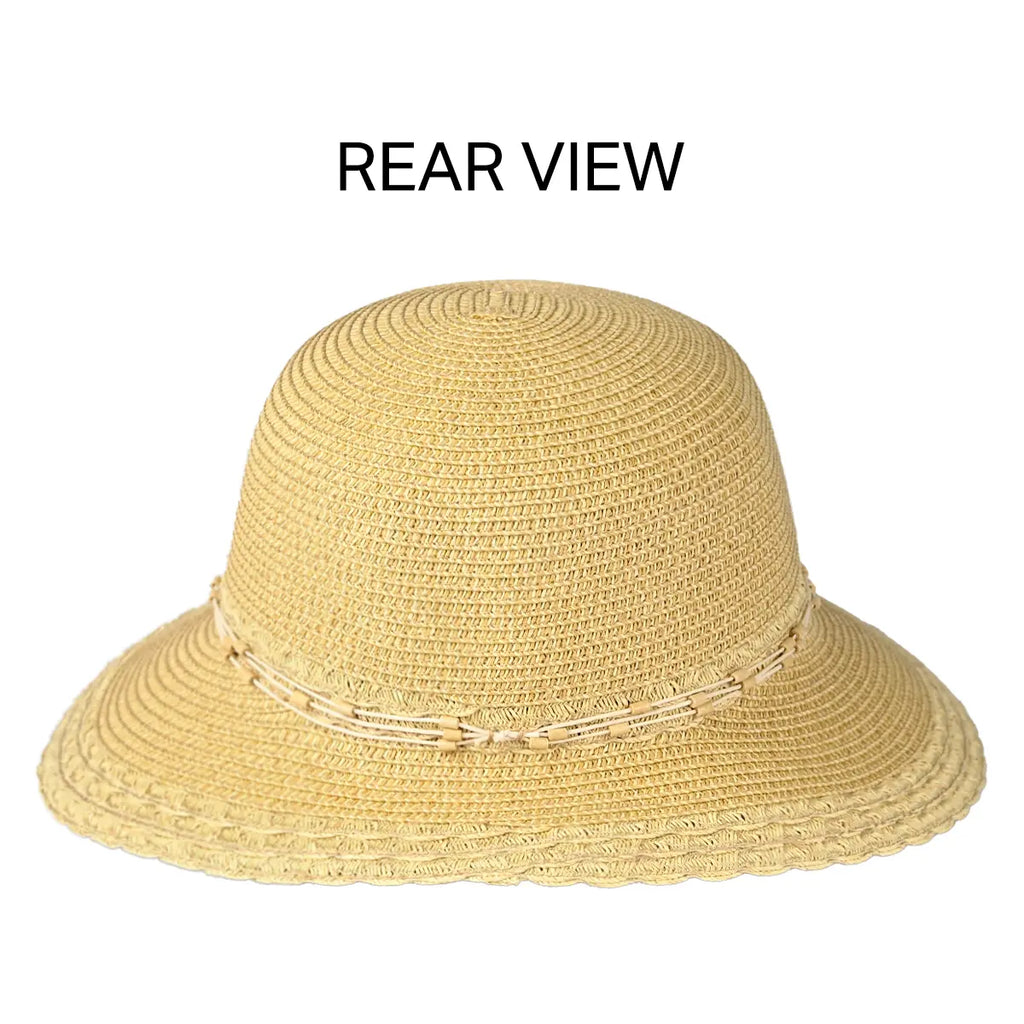 C.C Wood Embellishment String Band Cloche Hat