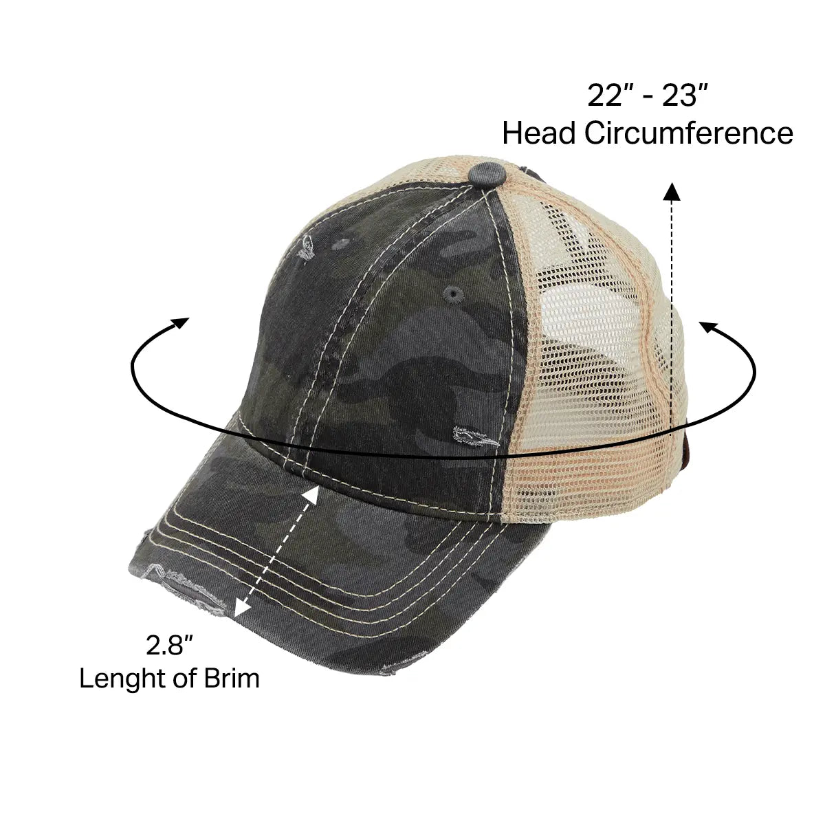 C.C Distressed Camo Ponytail Baseball Cap