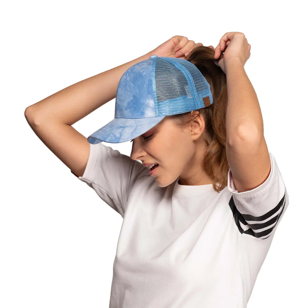 C.C Cotton Tie Dye Ponytail Baseball Hat