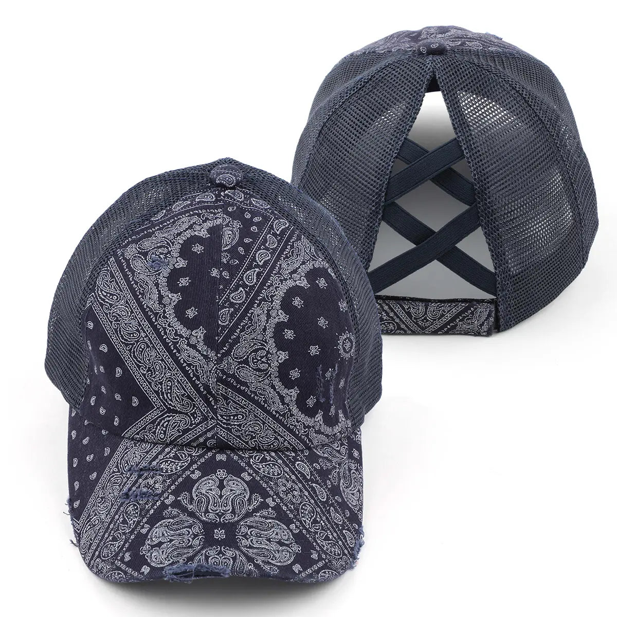 C.C Paisley Criss-Cross Ponytail Baseball Cap
