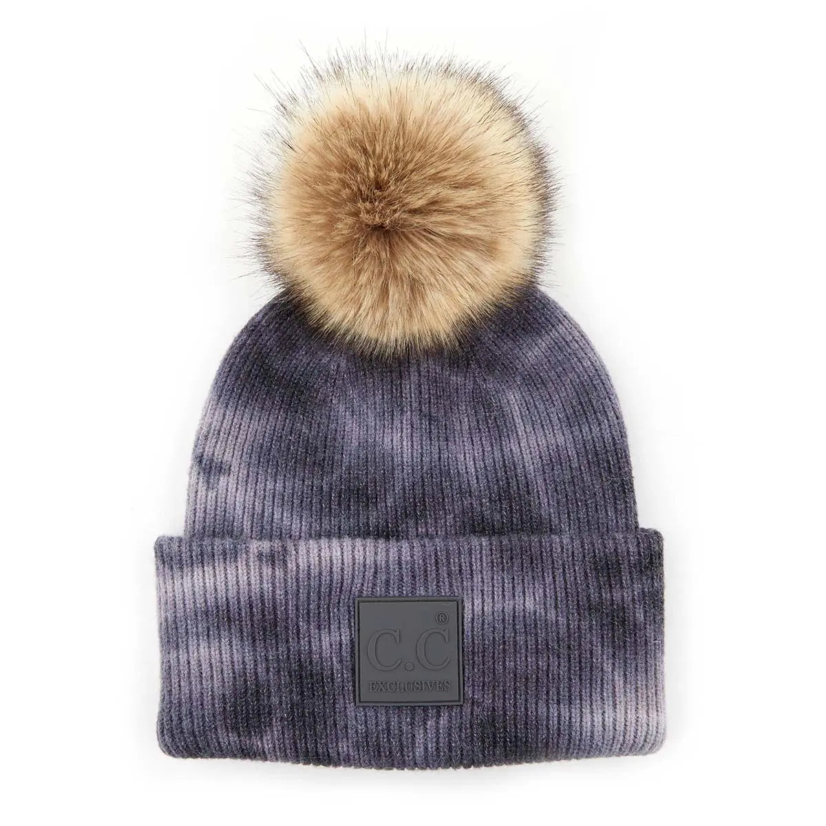 C.C Tie Dye Rubber Patch Pom Beanie