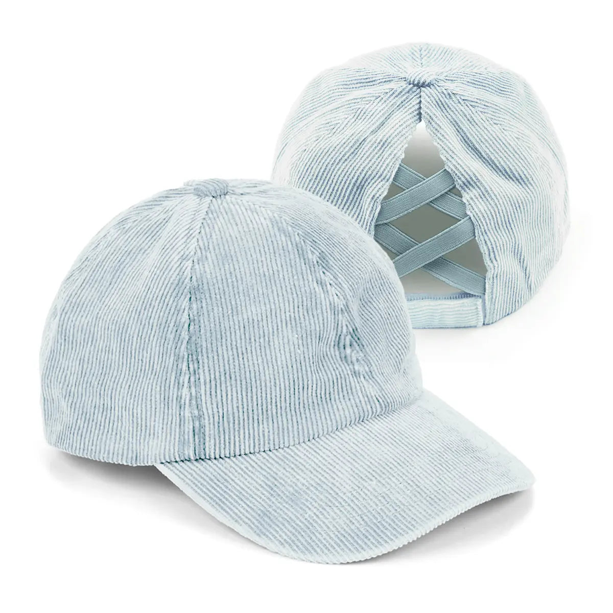C.C Stonewashed Corduroy Criss-Cross Ponytail Baseball Cap