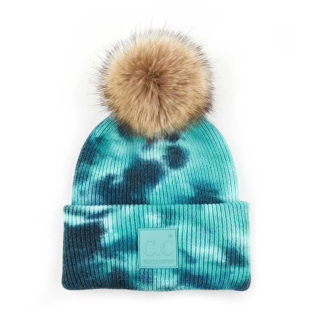 C.C Tie Dye Rubber Patch Pom Beanie