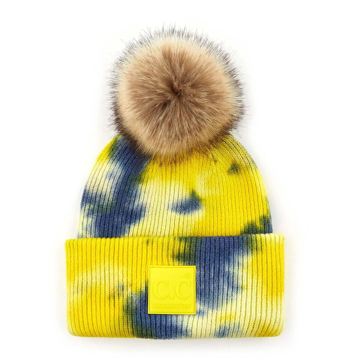 C.C Tie Dye Rubber Patch Pom Beanie
