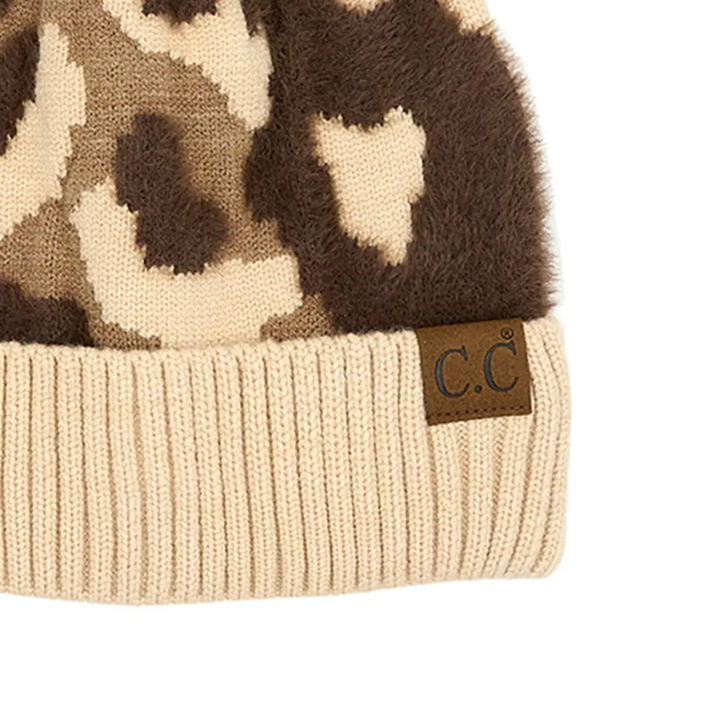 C.C Abstract Camo Pom Cuff Beanie