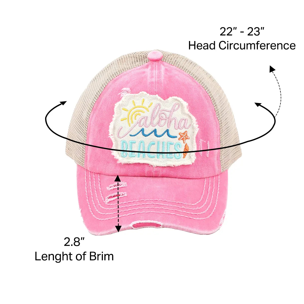C.C Distressed Aloha Beaches Patch Criss-Cross Ponytail Baseball Cap