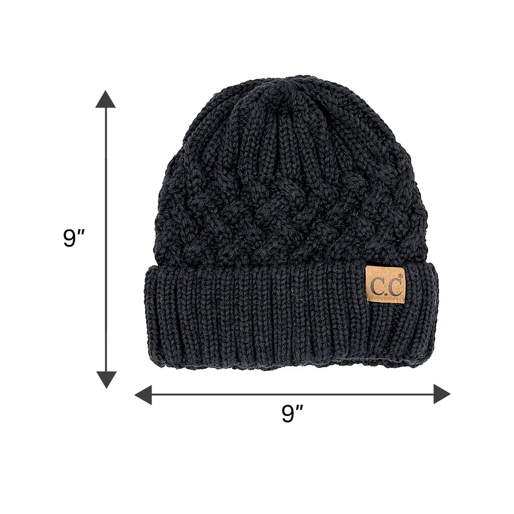 C.C Lattice Pattern Cuff Beanie – Women's Textured Knit Hat