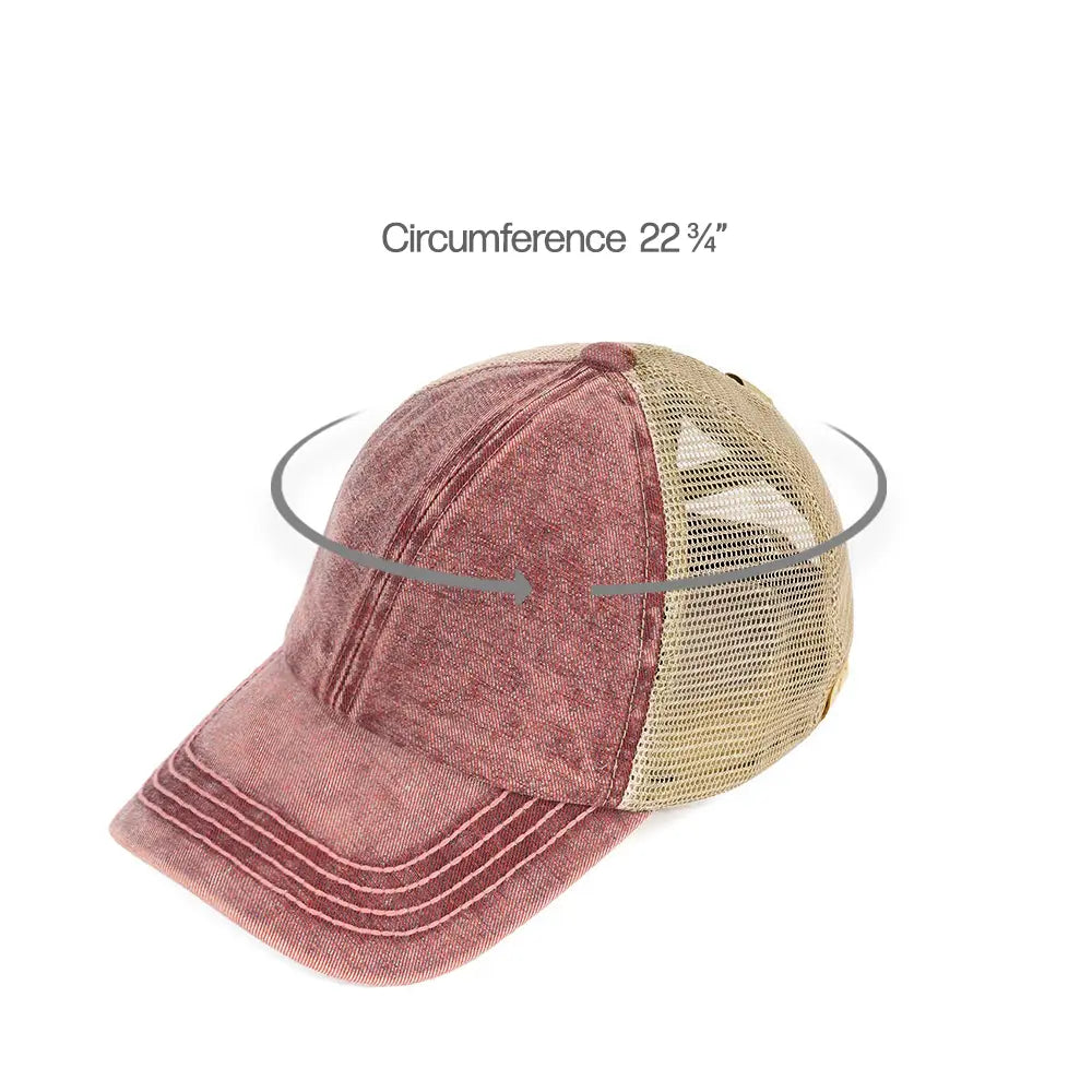 C.C Stonewashed Criss-Cross Ponytail Baseball Hat