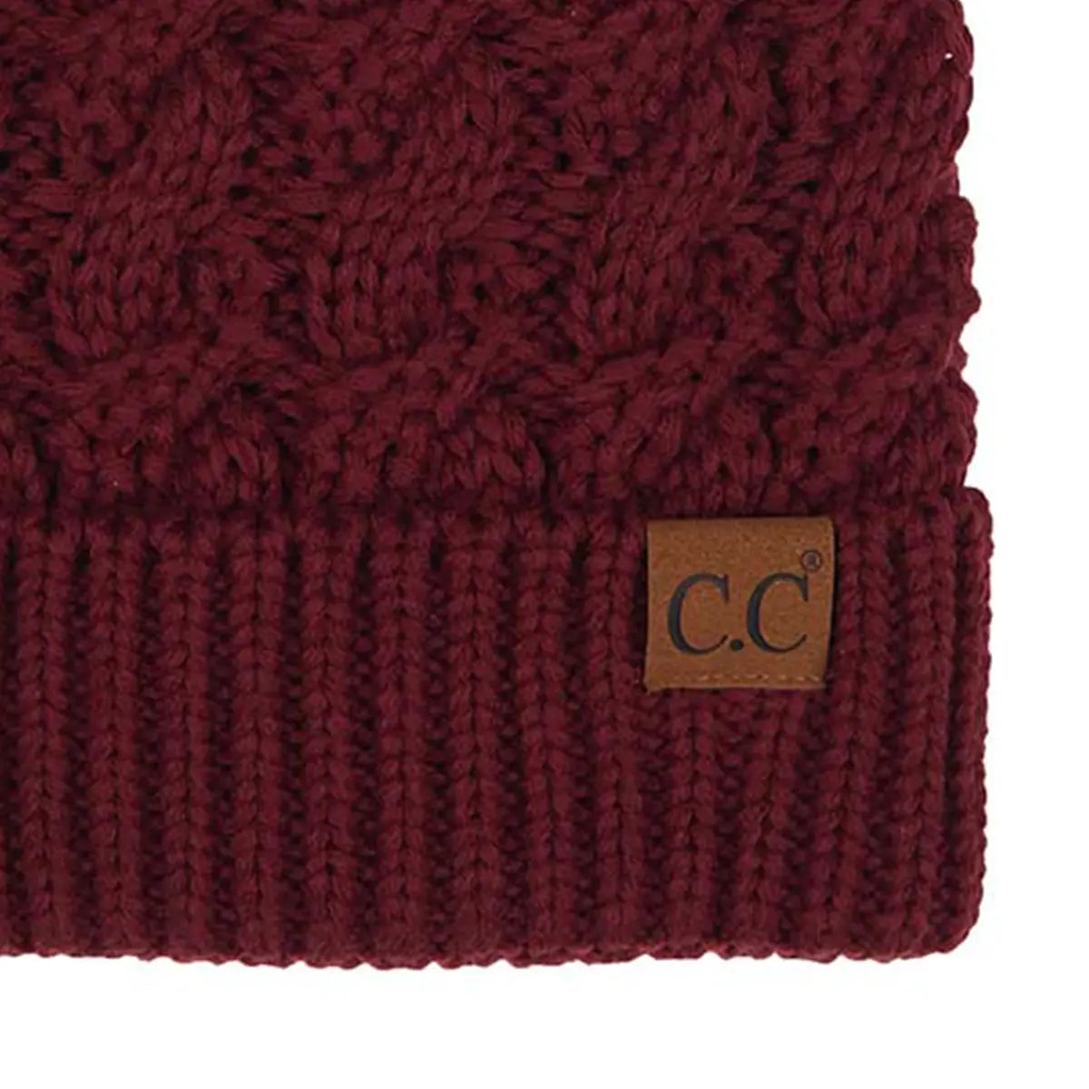 C.C Ribbed Knit Cuff Pom Beanie – Women's Fluffy Pom Winter Hat
