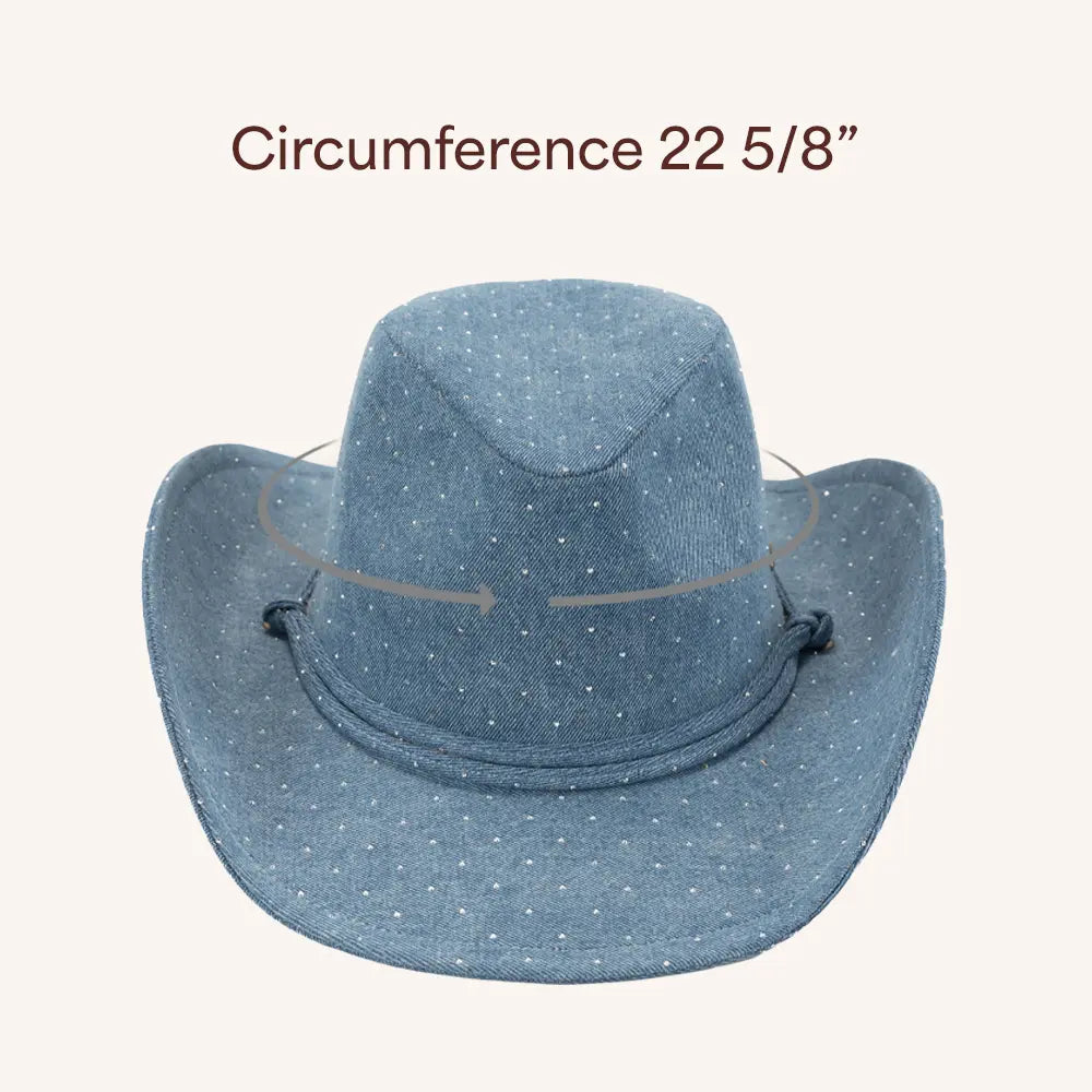 C.C Rhinestone Denim Cowboy Hat