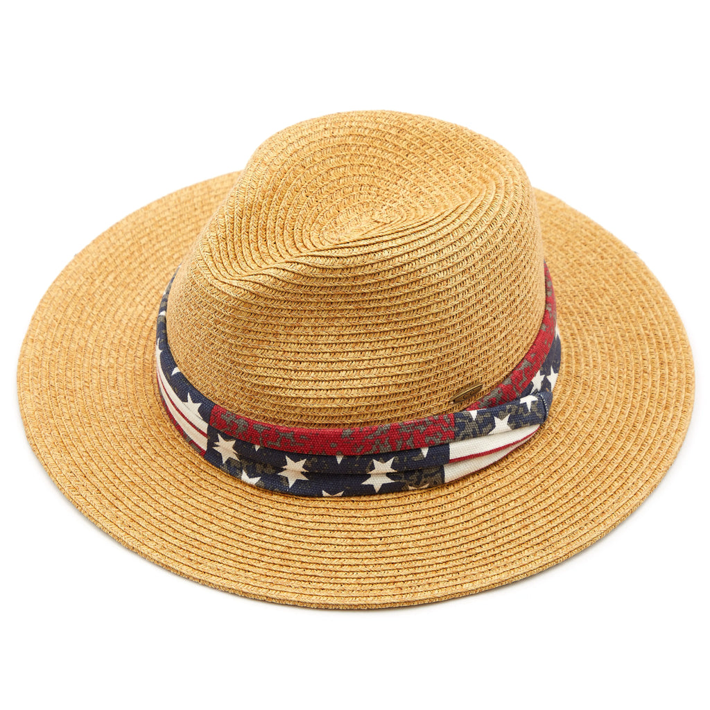C.C American Flag Print Trim Panama Hat