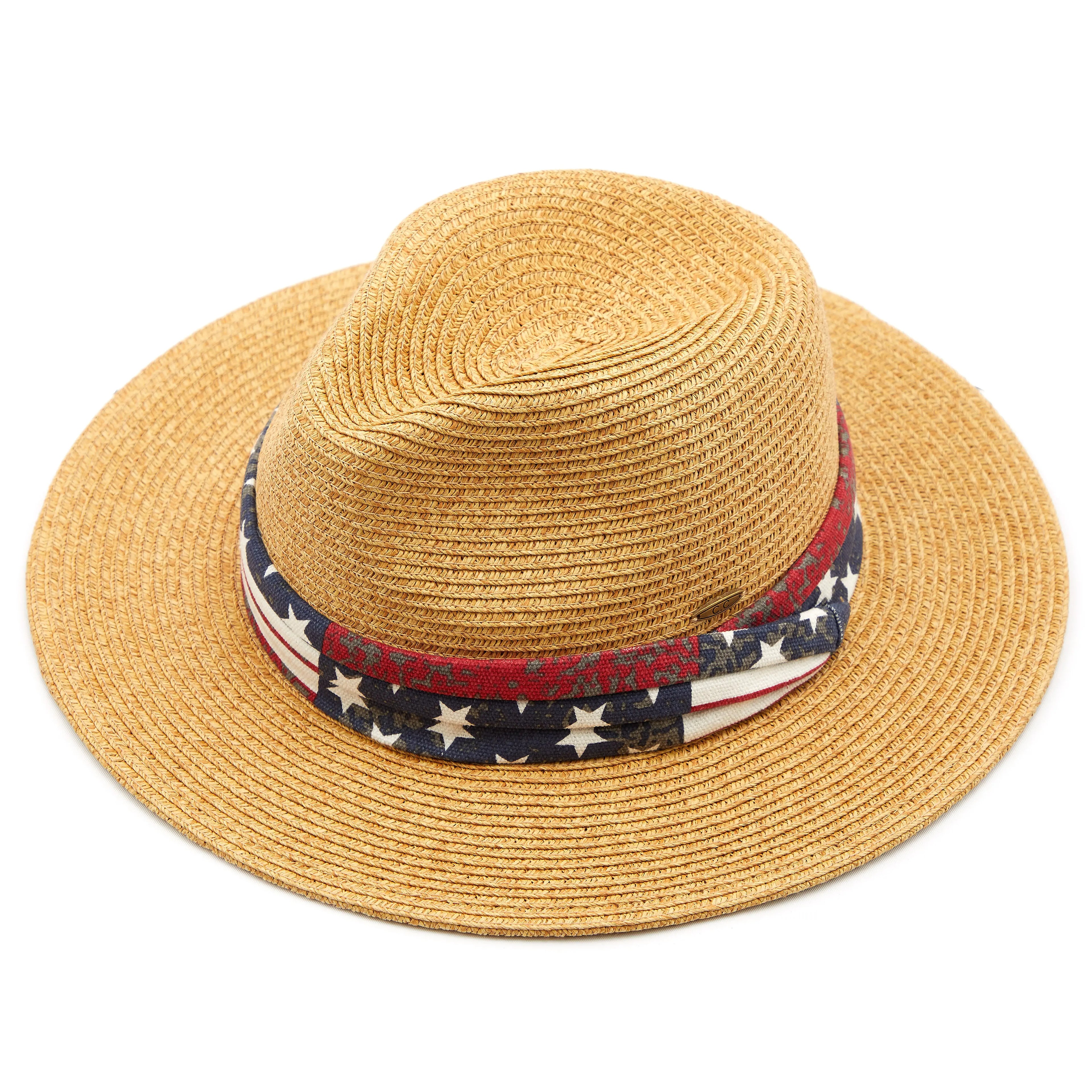 C.C American Flag Print Trim Panama Hat