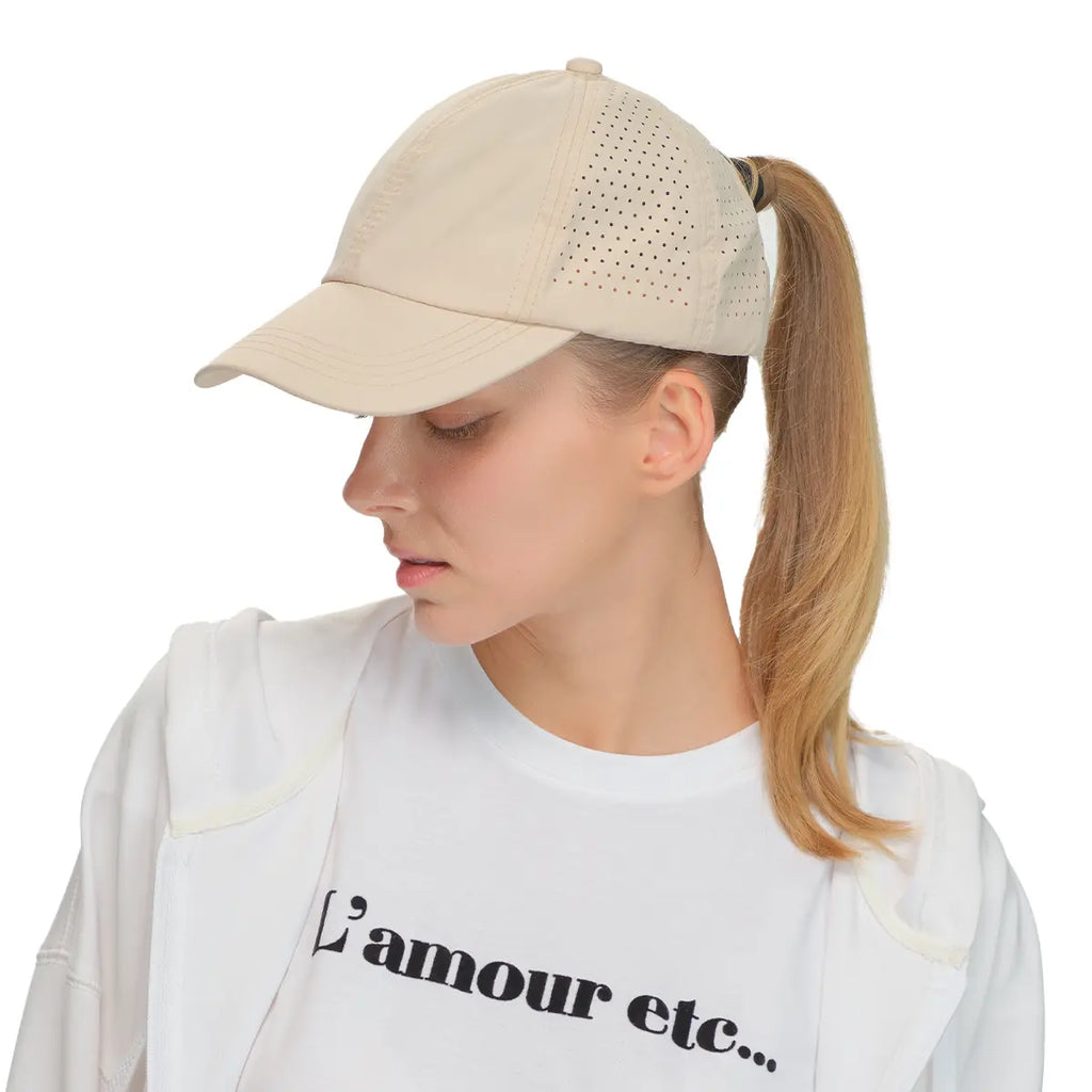 C.C Laser Cut Criss-Cross Ponytail Baseball Hat