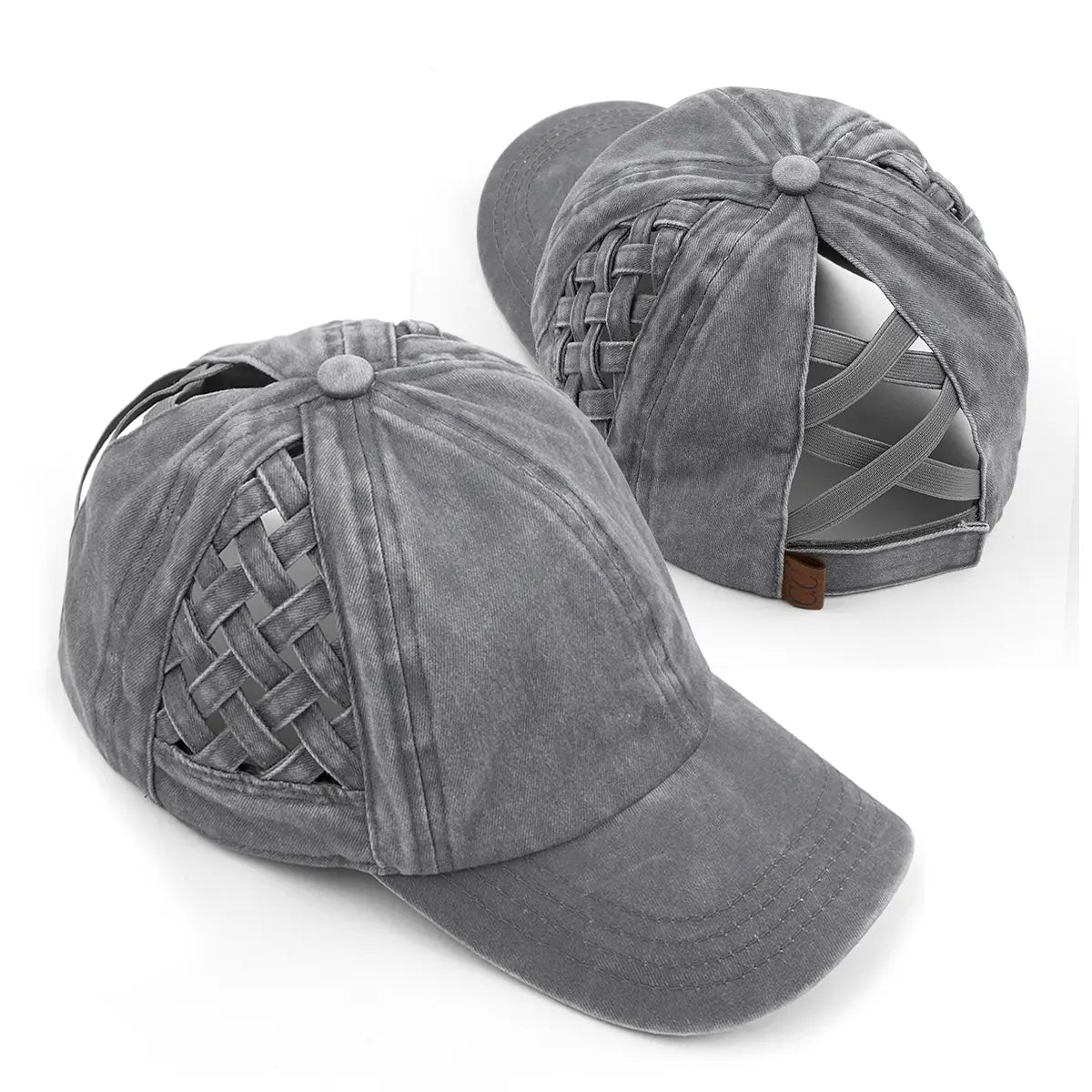 C.C Basket Weave Criss-Cross Ponytail Hat