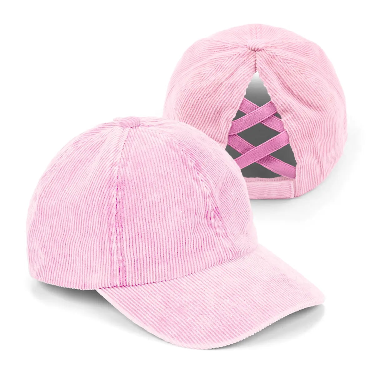 C.C Stonewashed Corduroy Criss-Cross Ponytail Baseball Cap