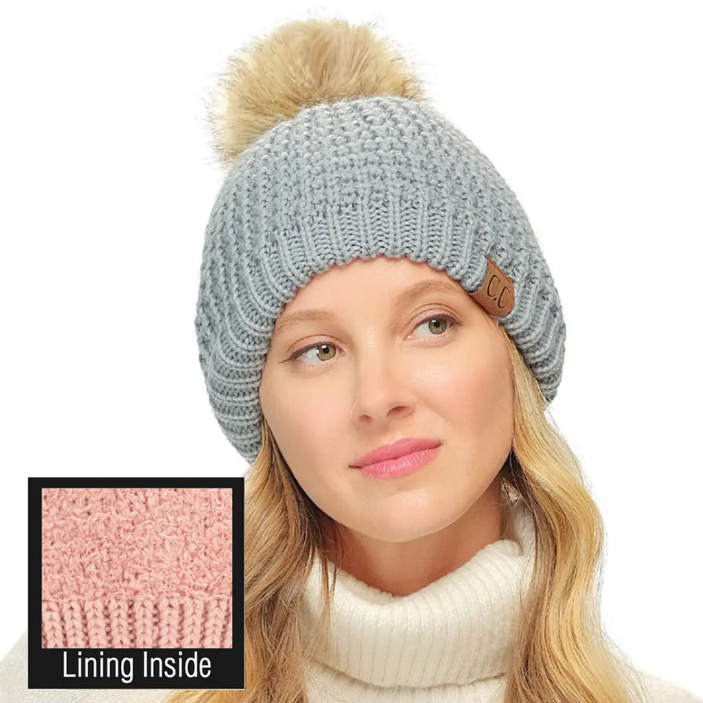 C.C Waffle Knit Pom Beanie