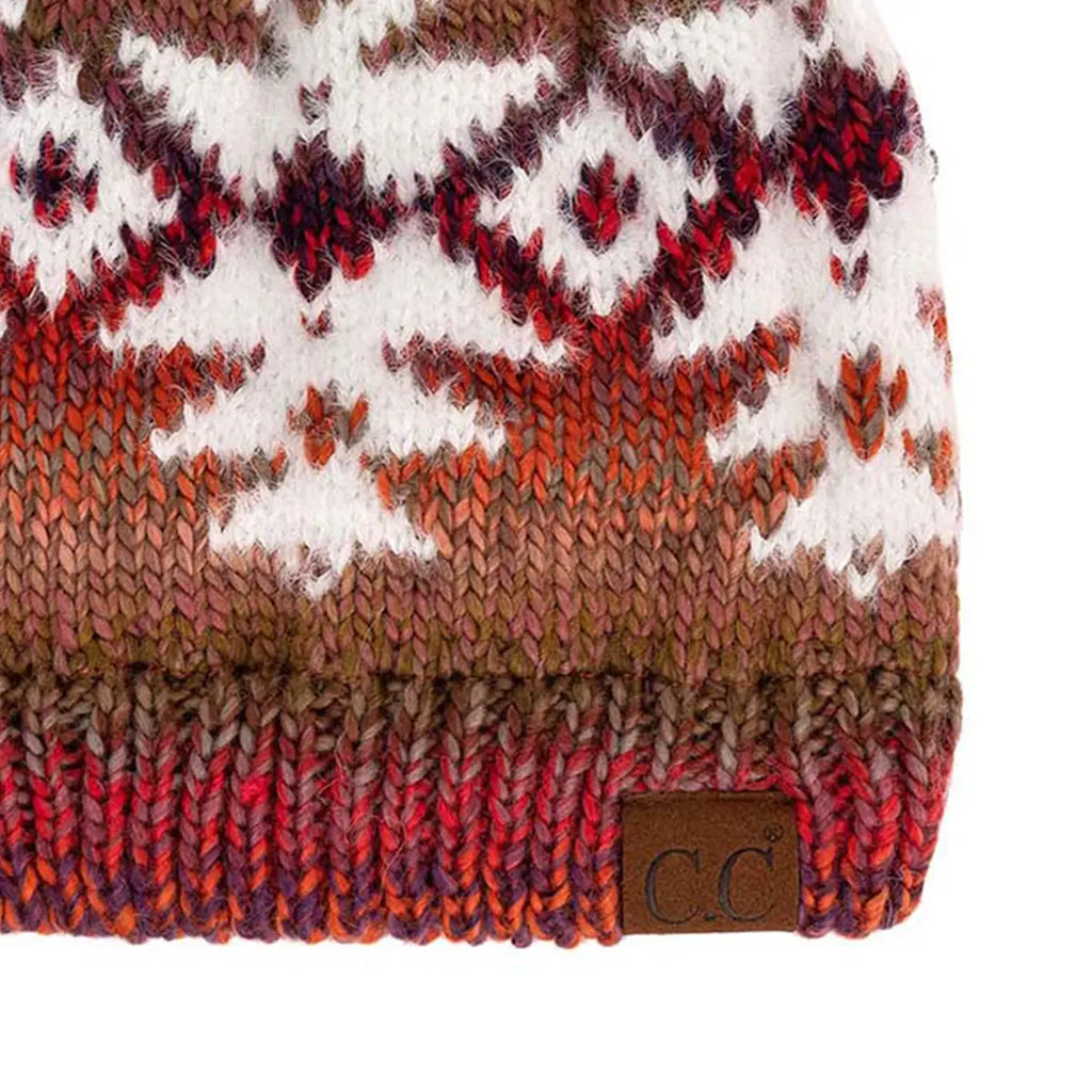 C.C Ombre Aztec Knit Pom Beanie
