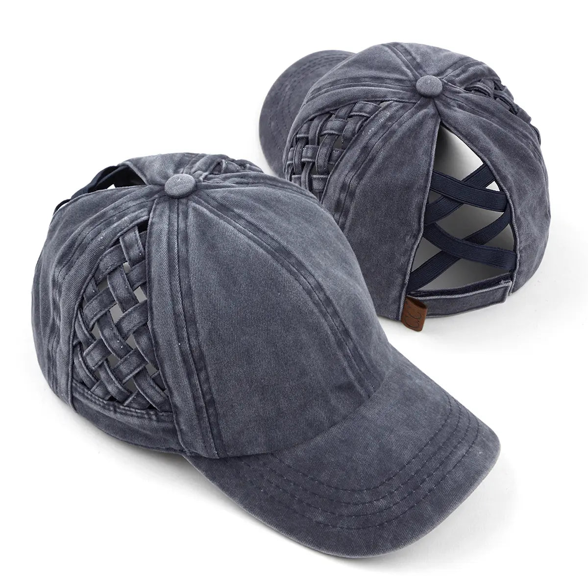 C.C Basket Weave Criss-Cross Ponytail Hat