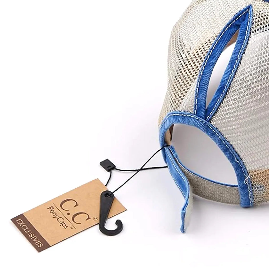 C.C Distressed Washed Cotton Ponytail Baseball Hat