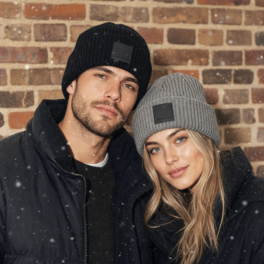 C.C Solid Ribbed Knit Cuff Beanie