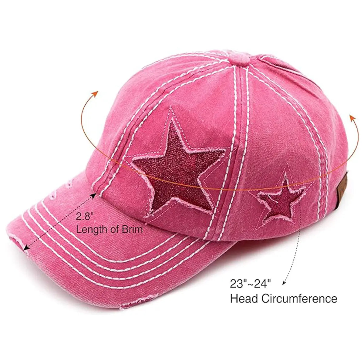 C.C Distressed Star Ponytail Baseball Hat