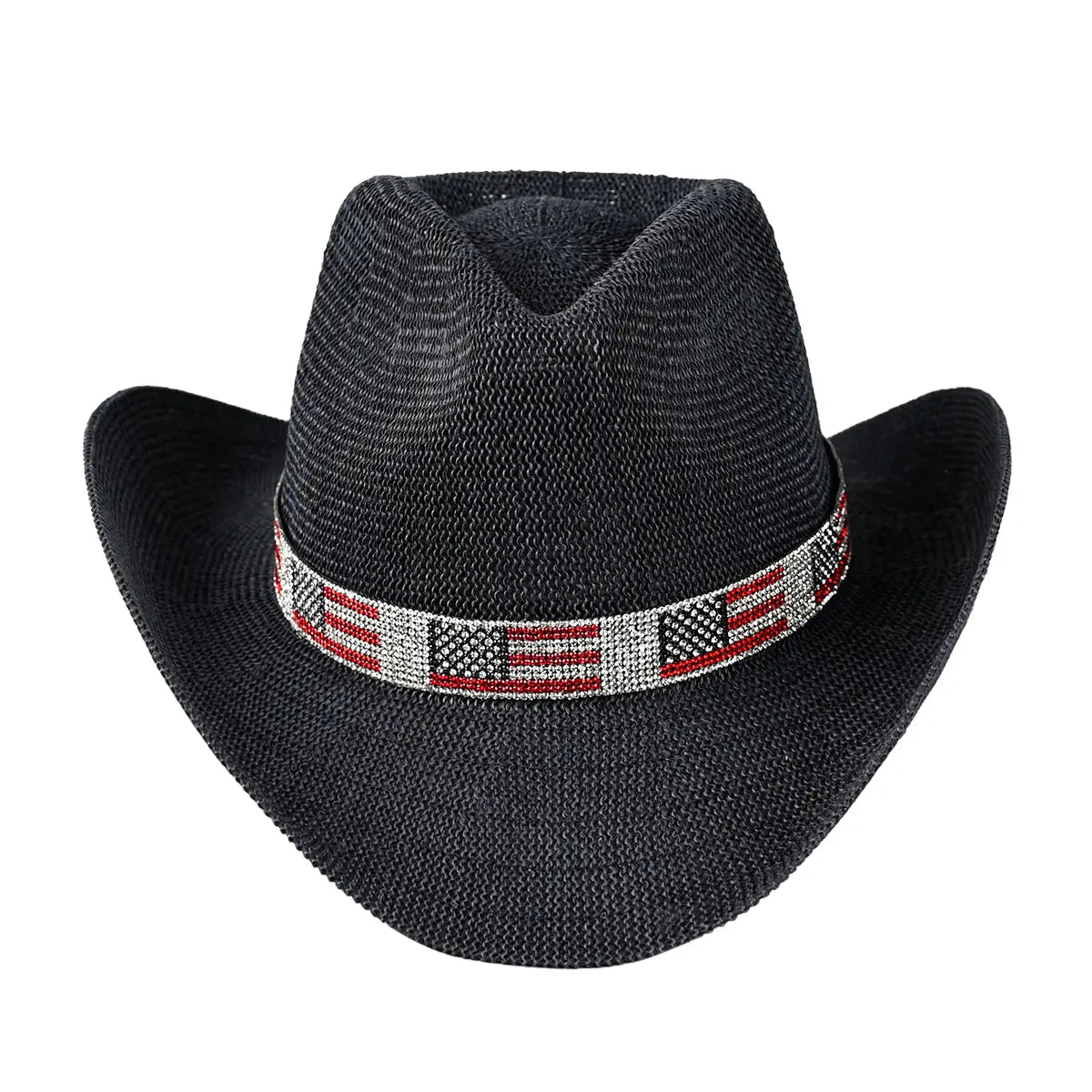 C.C USA Flag Rhinestone Band Cowboy Hat – Patriotic Sparkle Western Hat