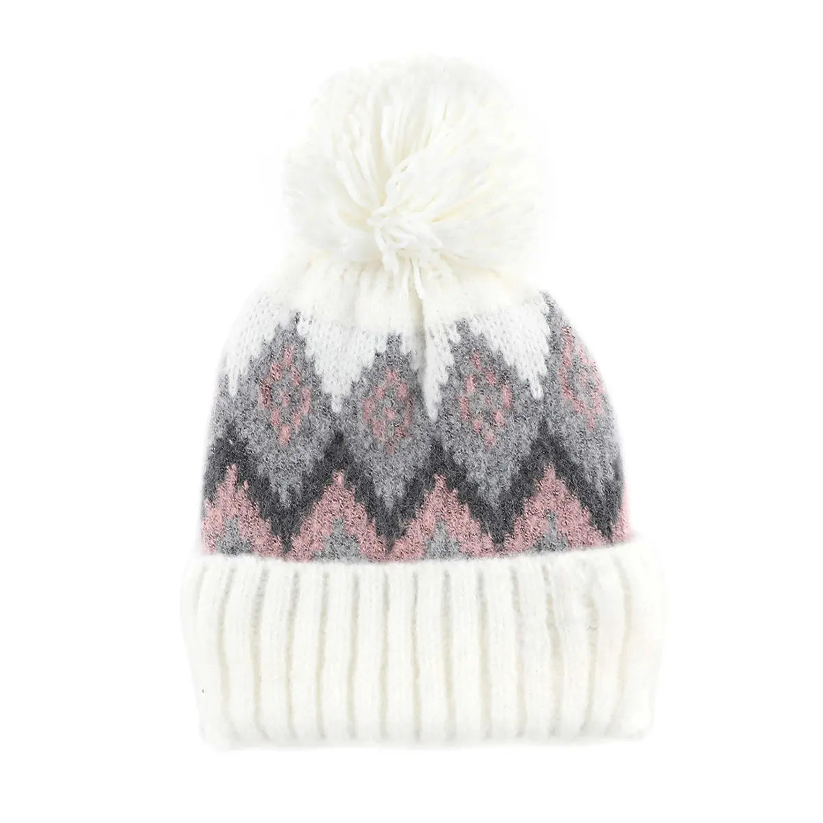 C.C Aztec Chevron Pattern Duff Pom Beanie