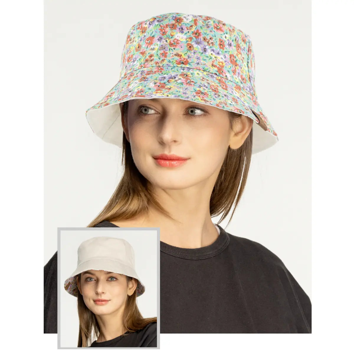 C.C Reversable Floral Print Bucket Hat