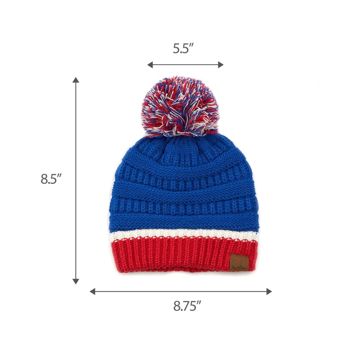 C.C Team Color Ribbed Pom Beanie