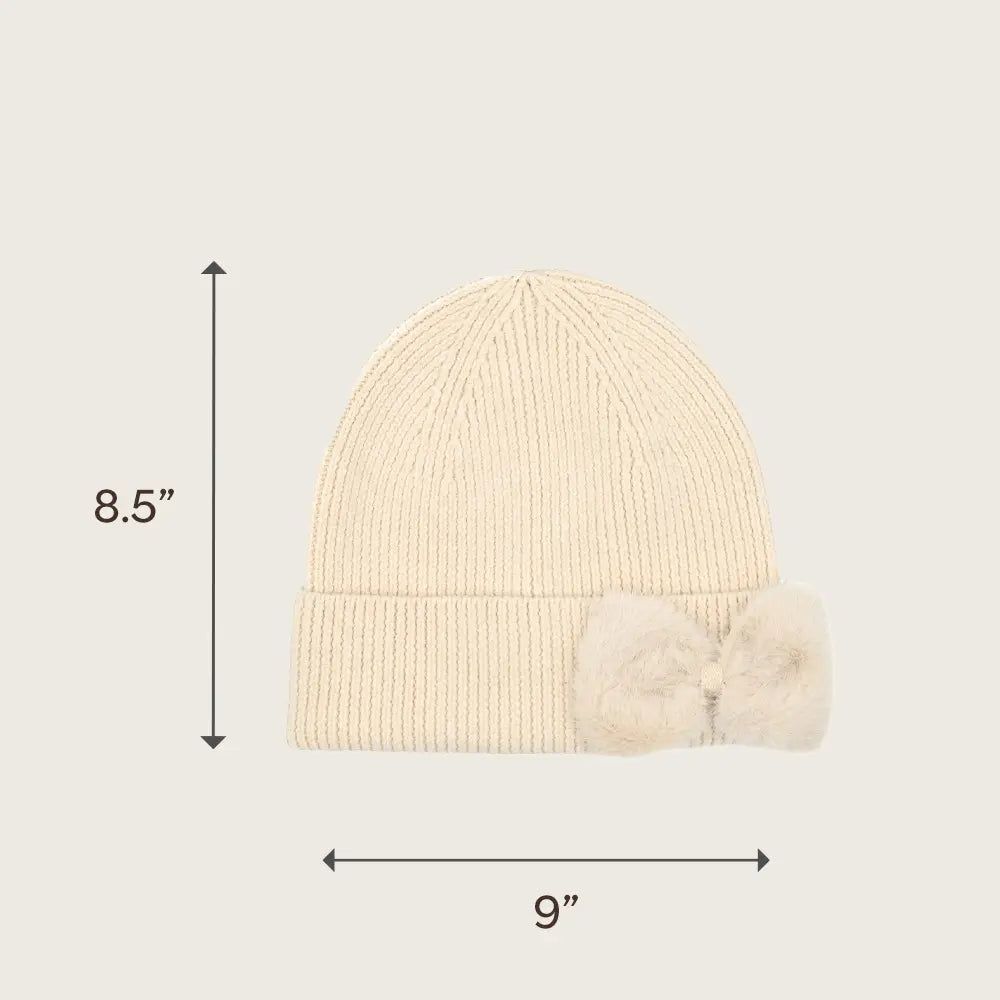 C.C Faux Fur Ribbon Cuff Beanie