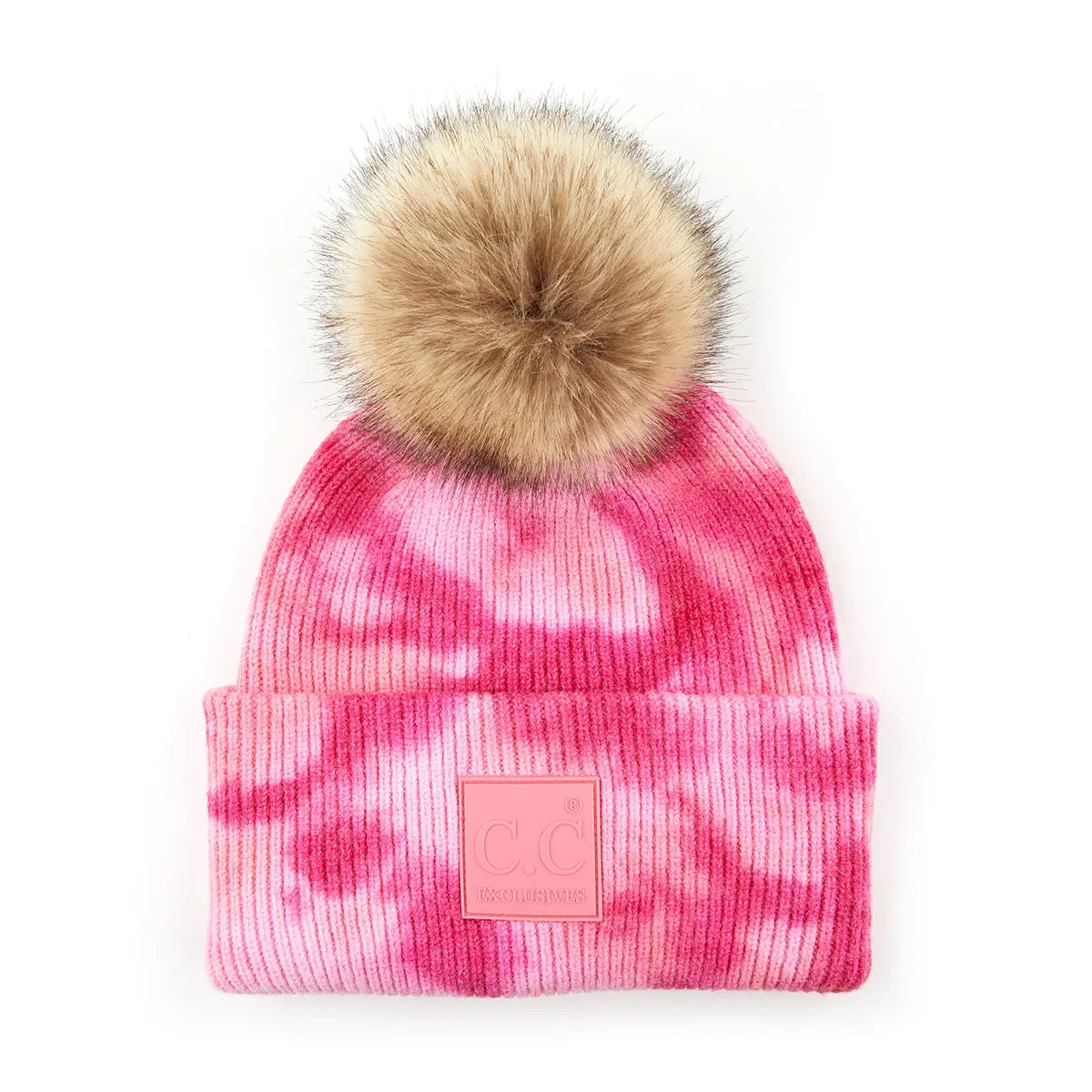 C.C Tie Dye Rubber Patch Pom Beanie