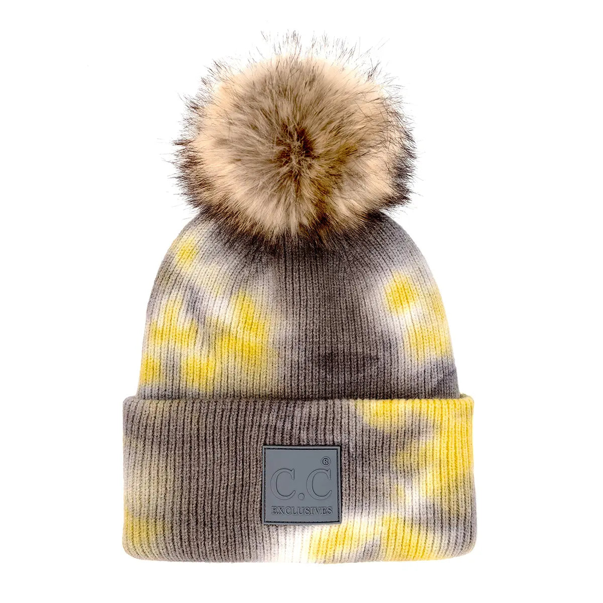 C.C Tie Dye Rubber Patch Pom Beanie