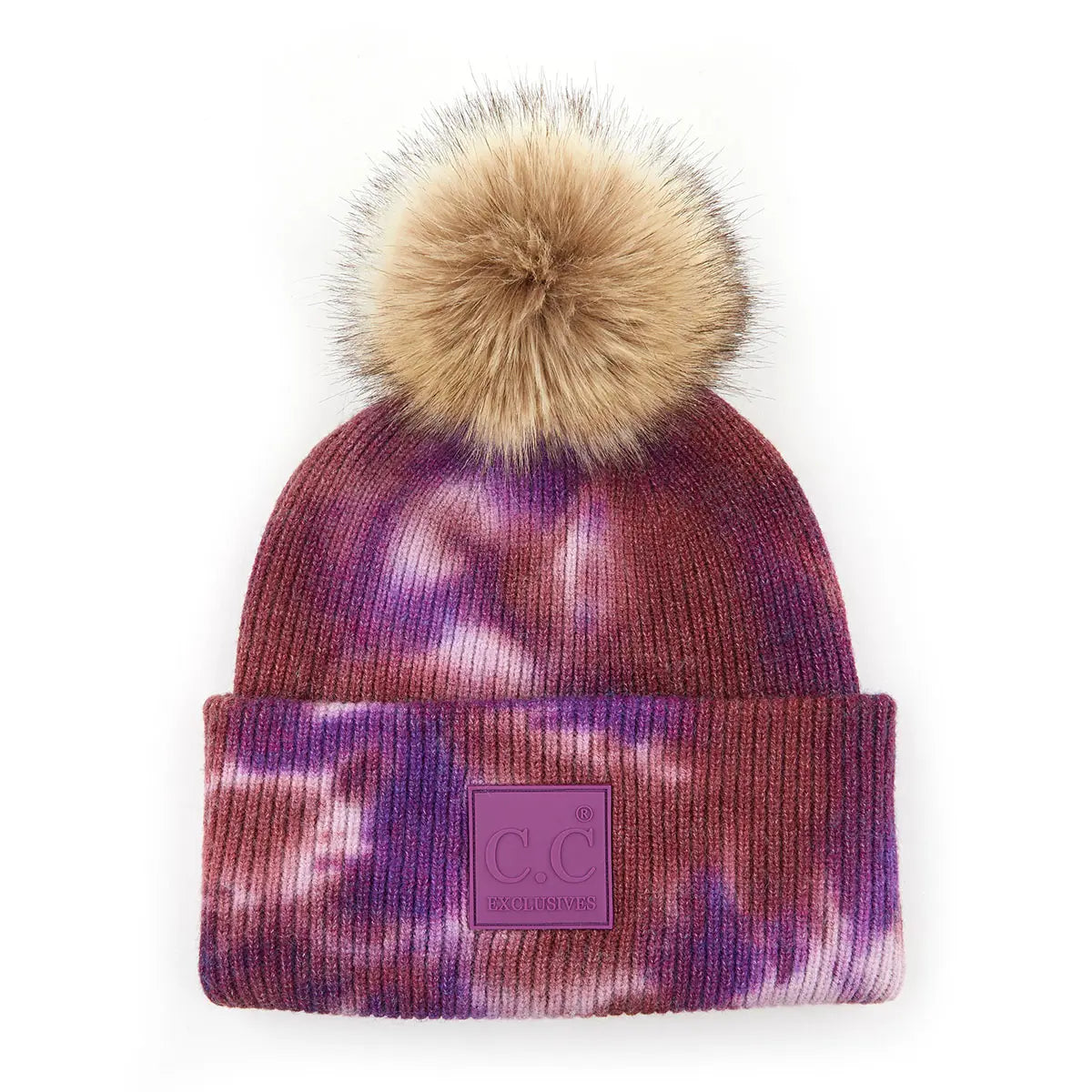 C.C Tie Dye Rubber Patch Pom Beanie