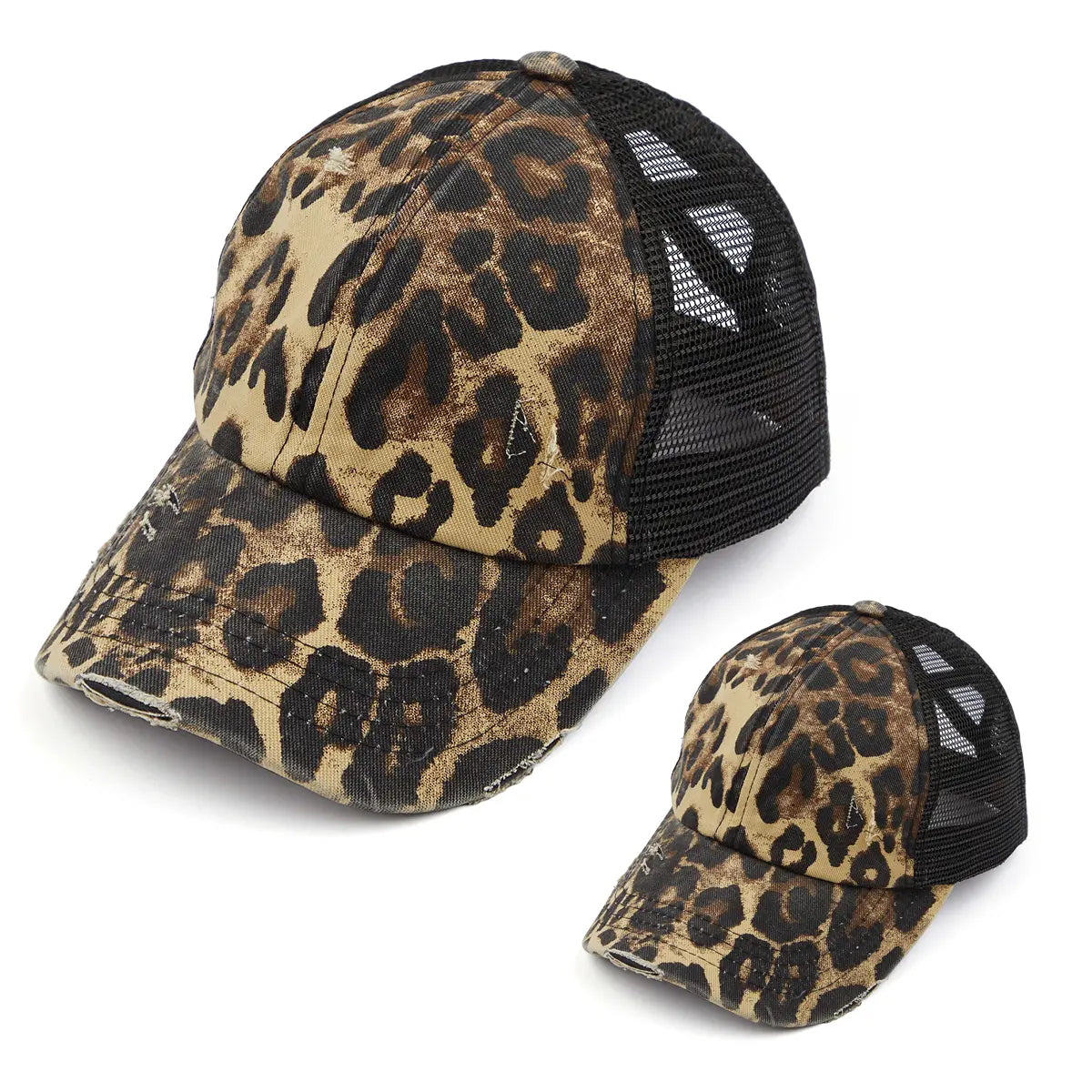 C.C Distressed Criss-Cross Ponytail Hat Mommy & Me Bundle