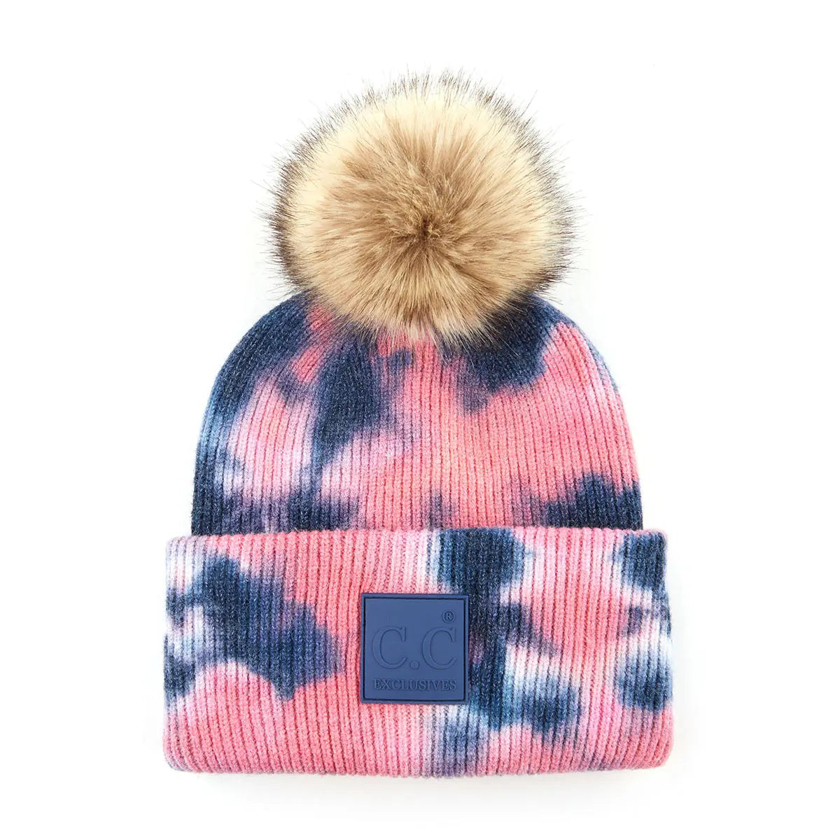 C.C Tie Dye Rubber Patch Pom Beanie
